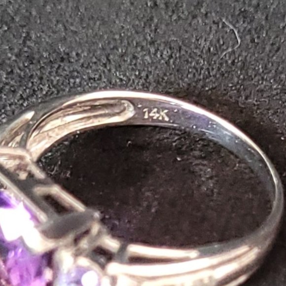 EFFY 14K White Gold Amethyst/Tanzanite/Diamond Ring - Size 6 *Pristine* - Picture 4 of 6